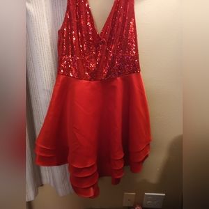 Hi/Lo Red Sequence Dress Size L
